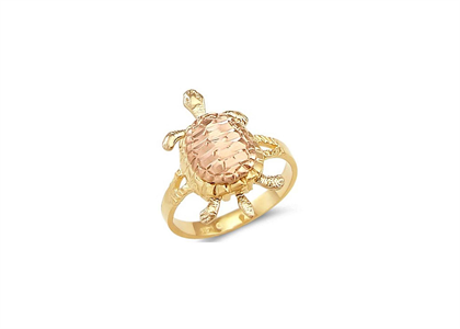 Two Tone Plated Turtle Ring